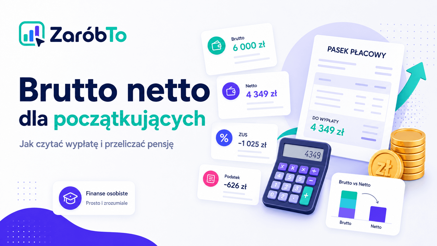 Brutto netto dla początkujących - jak czytać wypłatę i przeliczać pensję