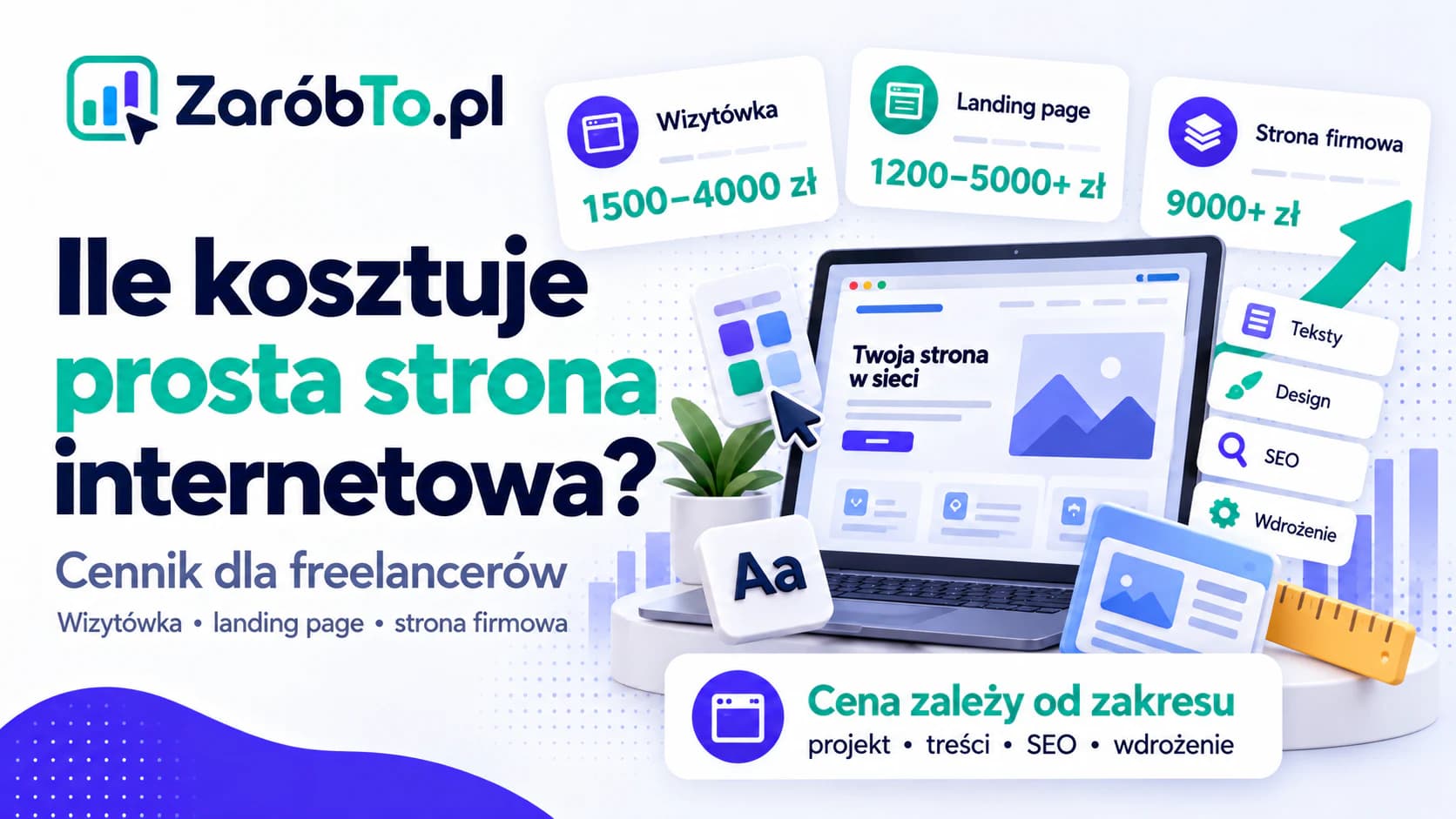 Ile kosztuje prosta strona internetowa - widełki cenowe wizytówki, landing page i strony firmowej