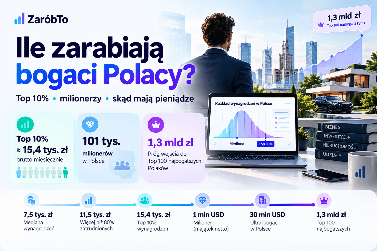 Ile zarabiają bogaci Polacy - top 10 procent, milionerzy i źródła majątku