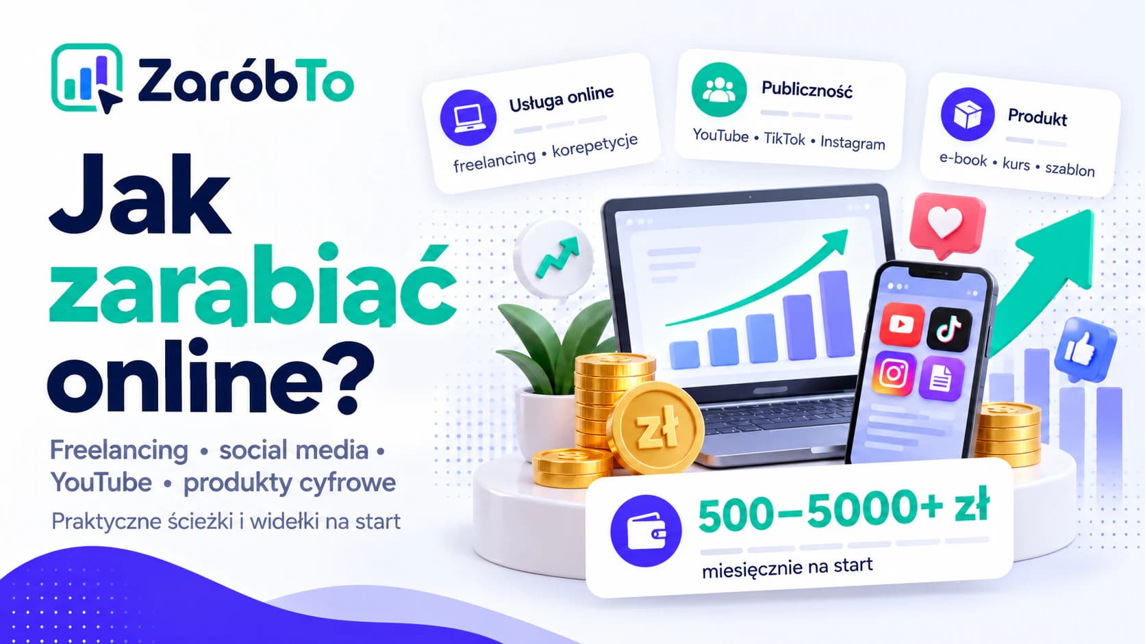 Jak zarabiać online przez freelancing, social media, YouTube i produkty cyfrowe