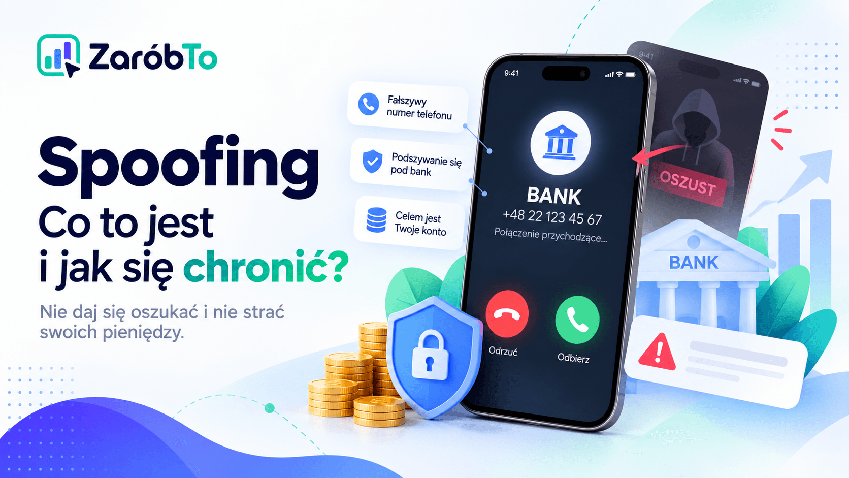 Spoofing telefoniczny: telefon wyświetla numer banku, choć dzwoni oszust